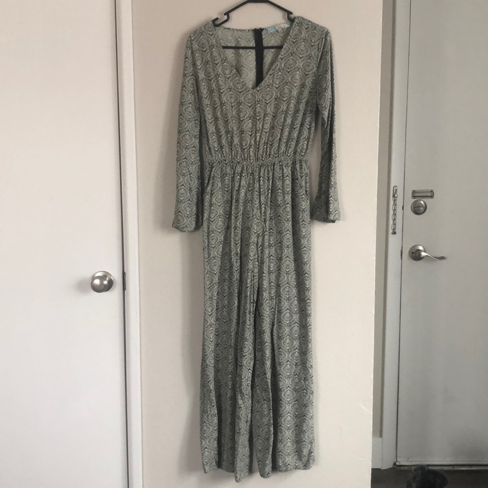 Wide leg printed jump suit